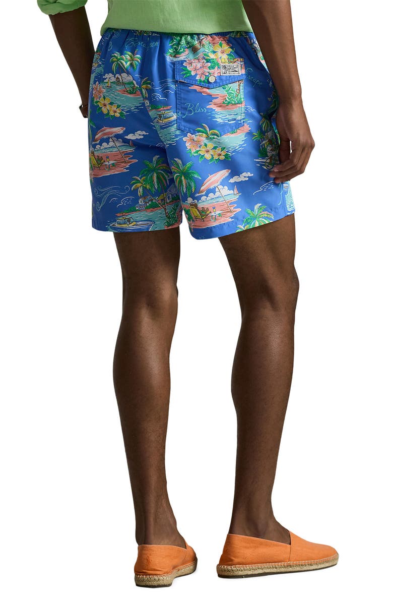 Polo Ralph Lauren Traveler Classic Polo Bear Print Swim Trunks, Alternate, color, Bahamas Bear