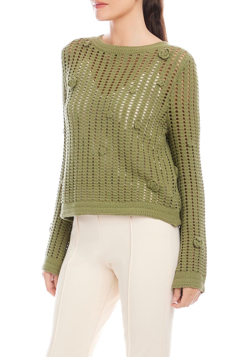 Liv Open Stitch Cotton Blend Sweater, Alternate, color, OLIVE