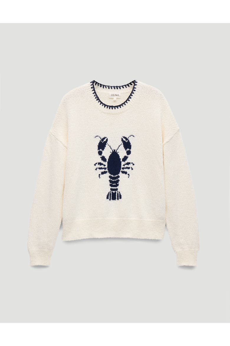 Hallie Crew Neck Lobster Graphic Sweater, Alternate, color, Stone White