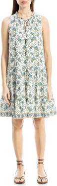 MAX STUDIO Floral Split Neck Tiered Dress