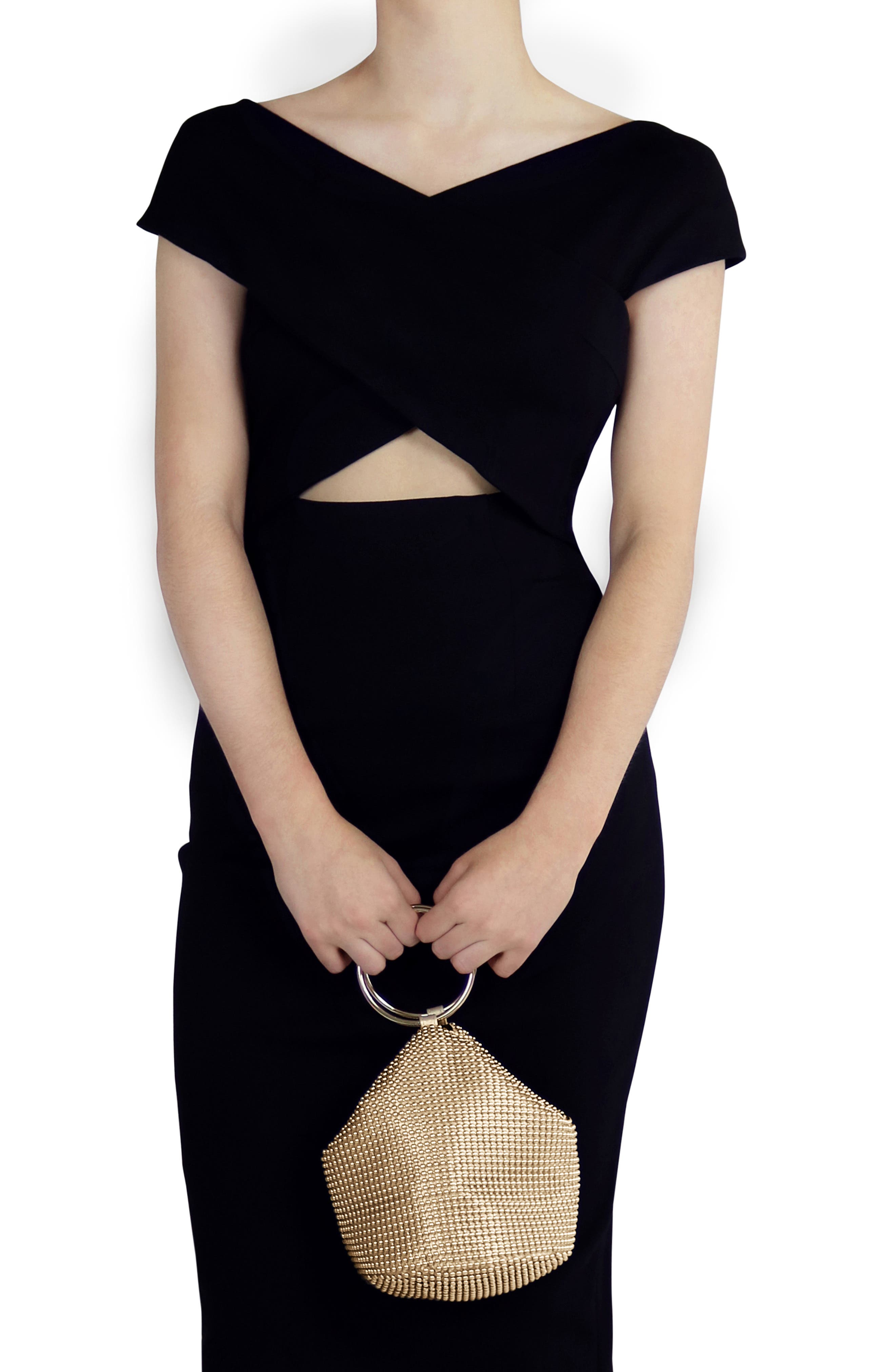 Olga Berg Bianca Mesh Bucket Bag, Alternate, color, Gold