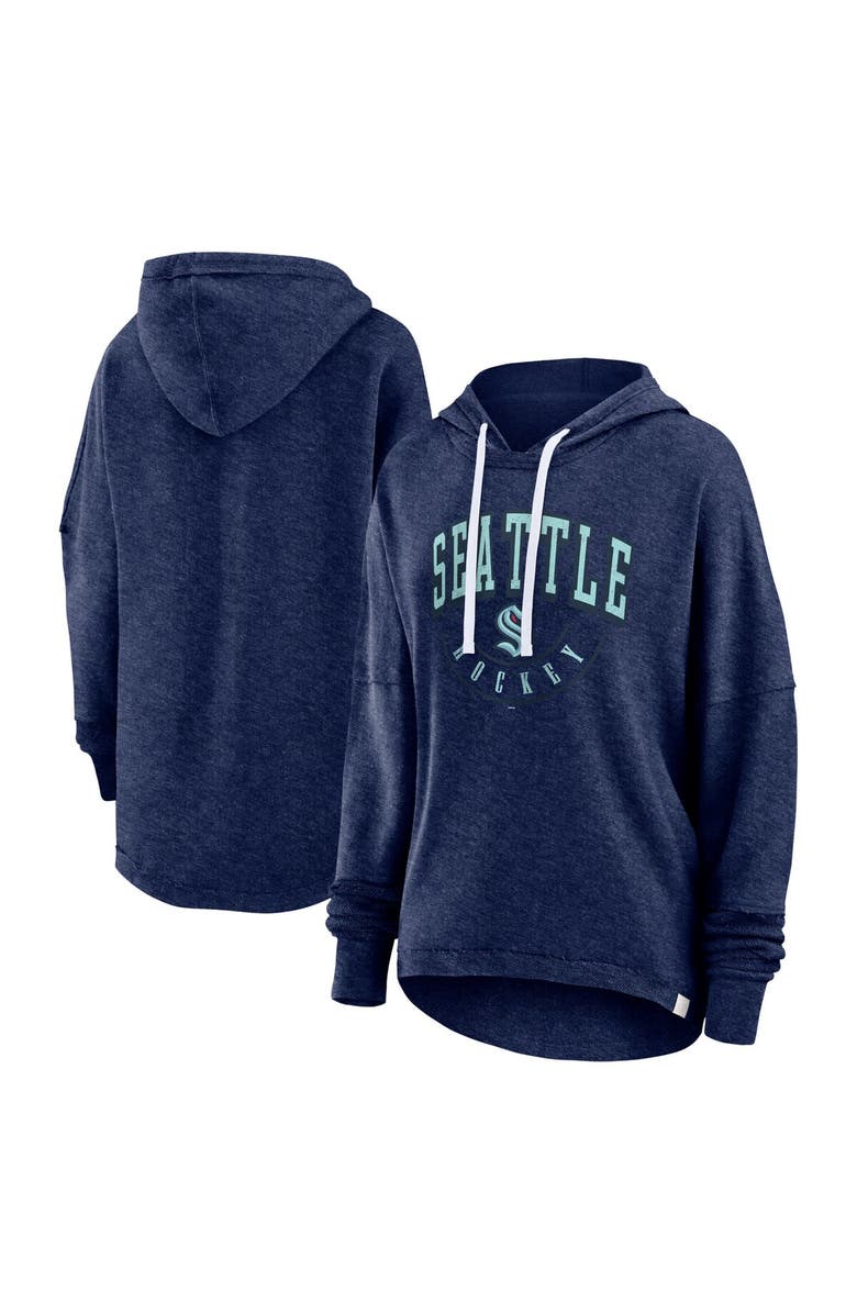 FANATICS Women's Fanatics Branded Heather Deep Sea Blue Seattle Kraken Lux Lounge Helmet Arch Pullover Hoodie, Main, color, 