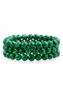 BLING JEWELRY Set of 3 Semiprecious Stone Beaded Stretch Bracelets