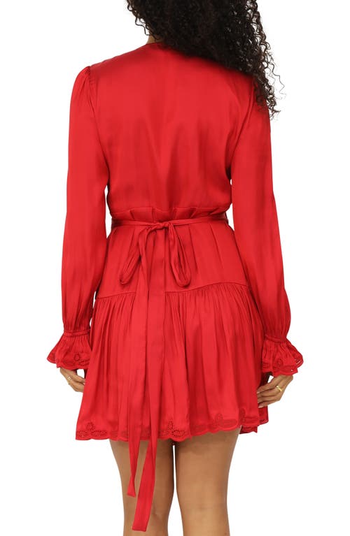 Belle & Bloom Wild Flower Embroidered Wrap Dress In Red