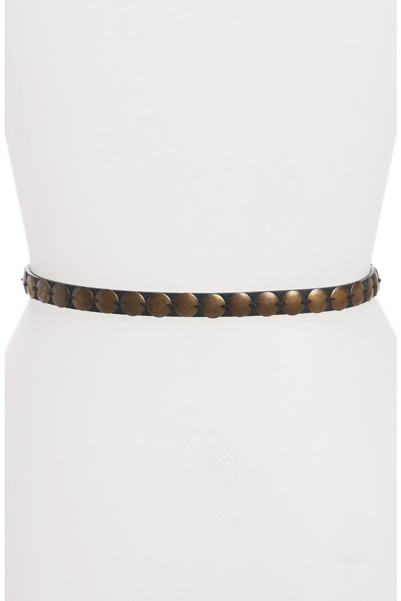 Studded Skinny  Belt, Alternate, color, BLACK