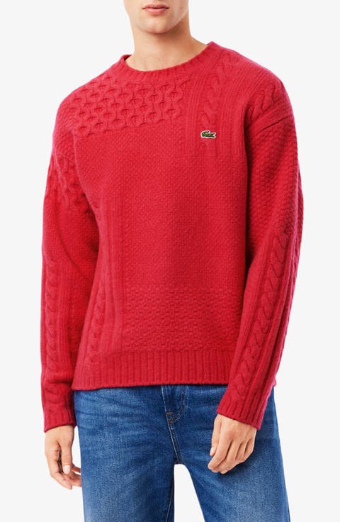 Mixed Texture Wool Blend Crewneck Sweater