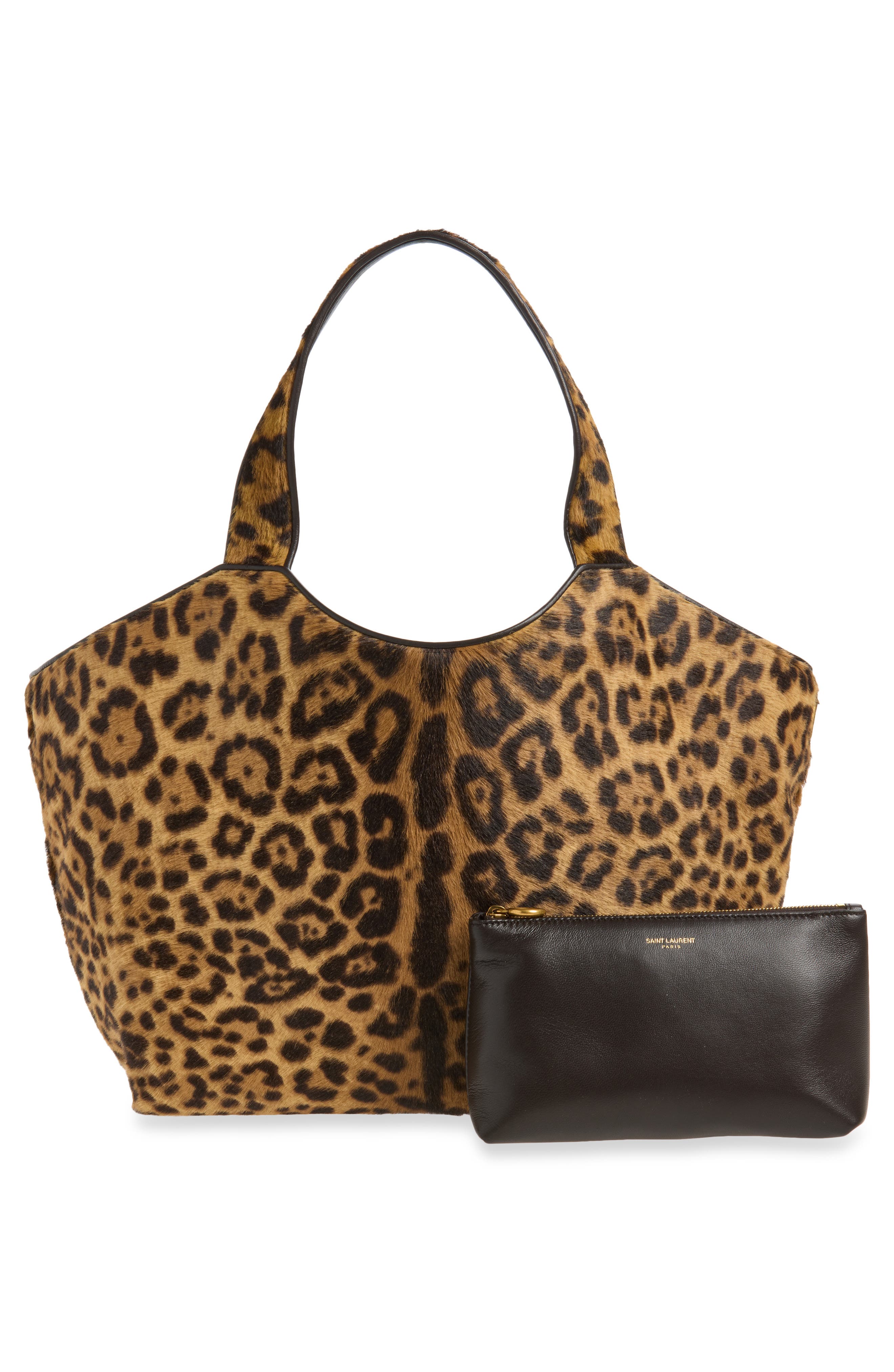 Medium Icare Leopard Print Genuine Calf Hair Shopping Tote, Alternate, color, BROWN/ BLACK