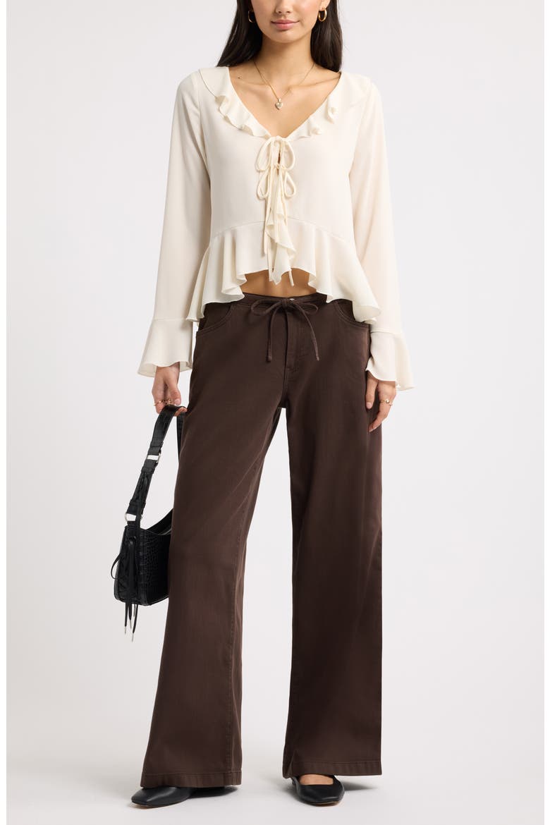 Stretch Twill Wide Leg Pants, Alternate, color, BROWN COFFEE