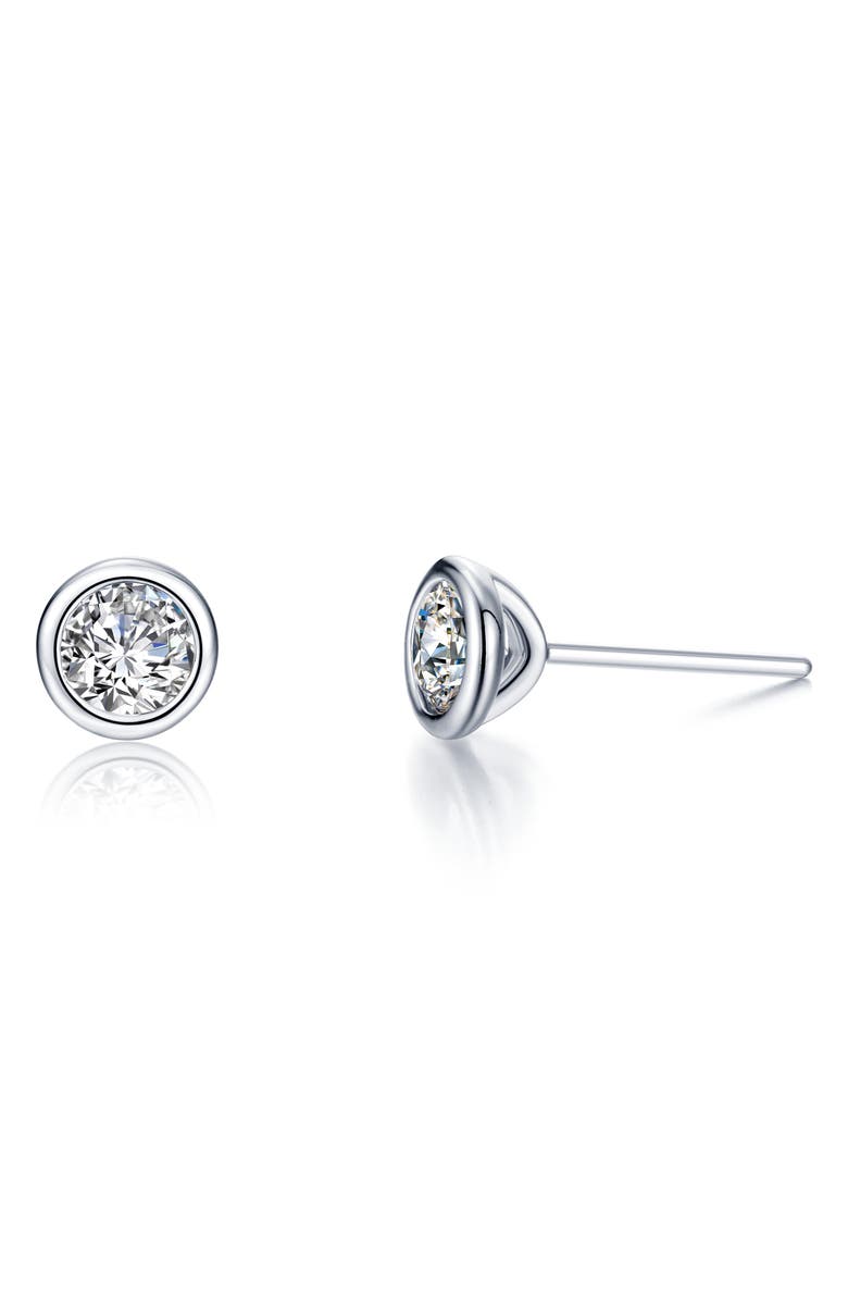 Lafonn Simulated Diamond Bezel Stud Earrings, Main, color, White/ Silver