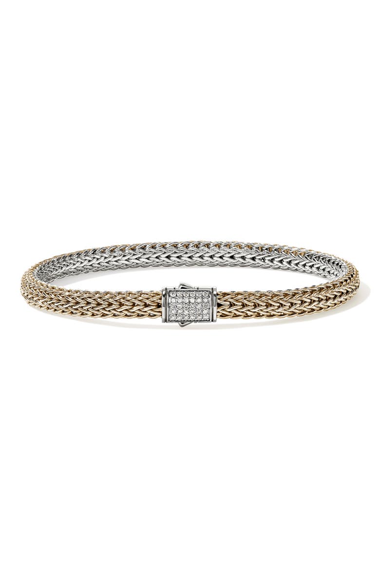 Icon Bracelet, Reversible, Diamonds, 5mm, Main, color, SILVER AND GOLD