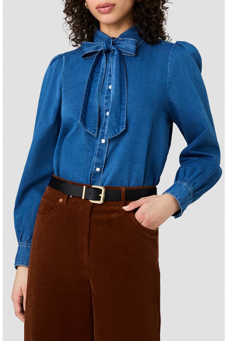 Zaves Cotton Chambray Bow Shirt, Main, color, LIGHT VINTAGE