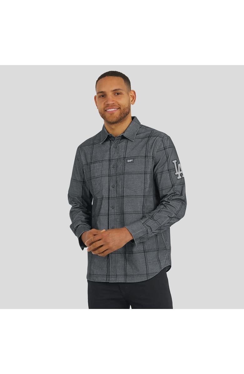 Darius Rucker Collection by Fanatics Men's Darius Rucker Collection by Fanatics Gray Los Angeles Dodgers Thin Wale Corduroy Plaid Button Up Shirt, Alternate, color, Gray