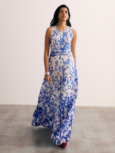 Oria Floral Print Silk Maxi Dress
