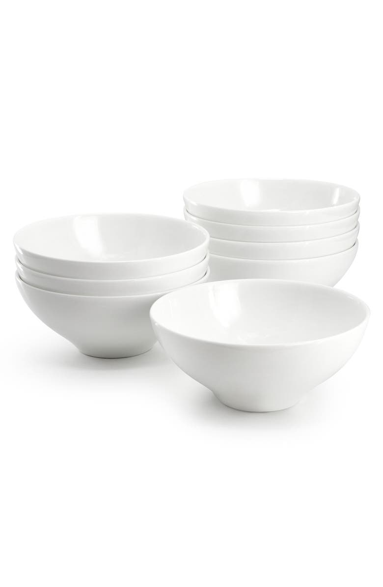 Gibson Elite White Peninsula 8 Piece 6.5 Inch Bone China Cereal Bowl Set, Alternate, color, White