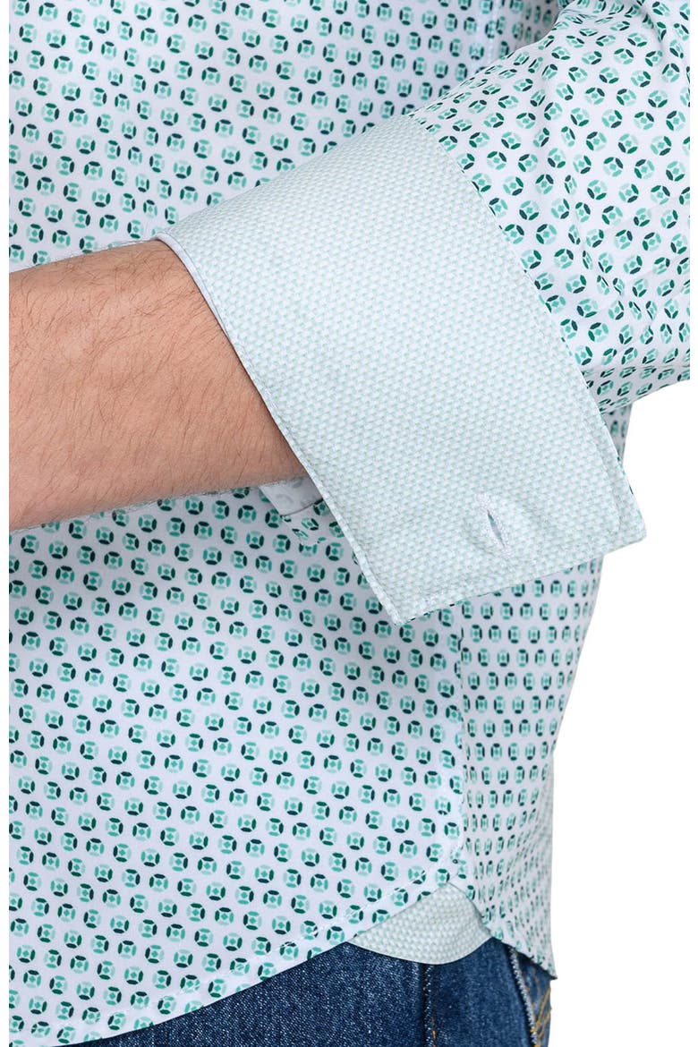 Slim Fit Gem Geo Performance Long Sleeve Shirt, Alternate, color, WHITE/GREEN