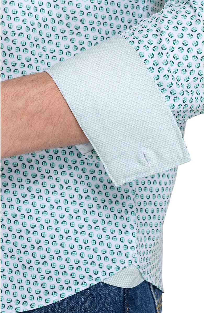 CONSTRUCT Slim Fit Gem Geo Performance Long Sleeve Shirt, Alternate, color, White/Green