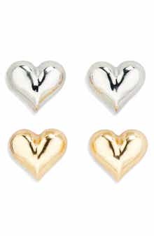 Tasha Set of 2 Two-Tone Heart Stud Earrings