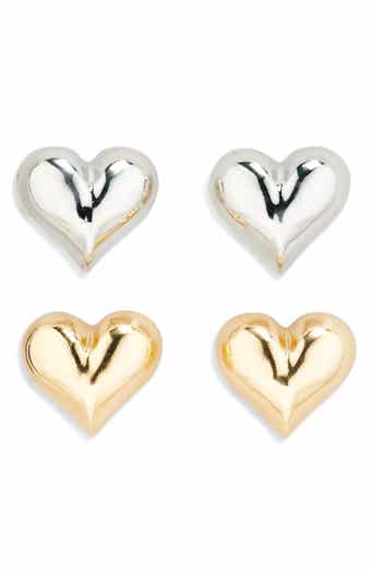 Tasha Set of 2 Two-Tone Heart Stud Earrings