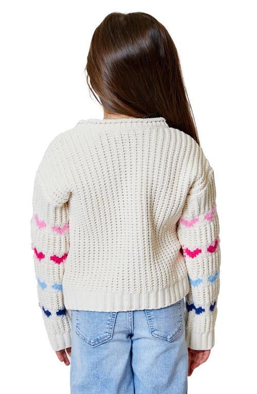 Design History Kids' Heart Long Sleeve Sweater In White