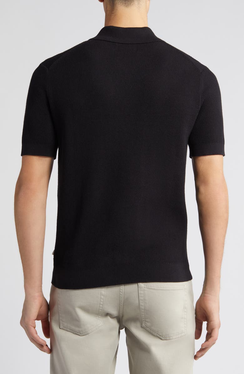 NN07 Hansie Zip Ribbed Organic Cotton Sweater Polo, Alternate, color, Black