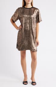 CITY BLUES Foil Print T-Shirt Dress