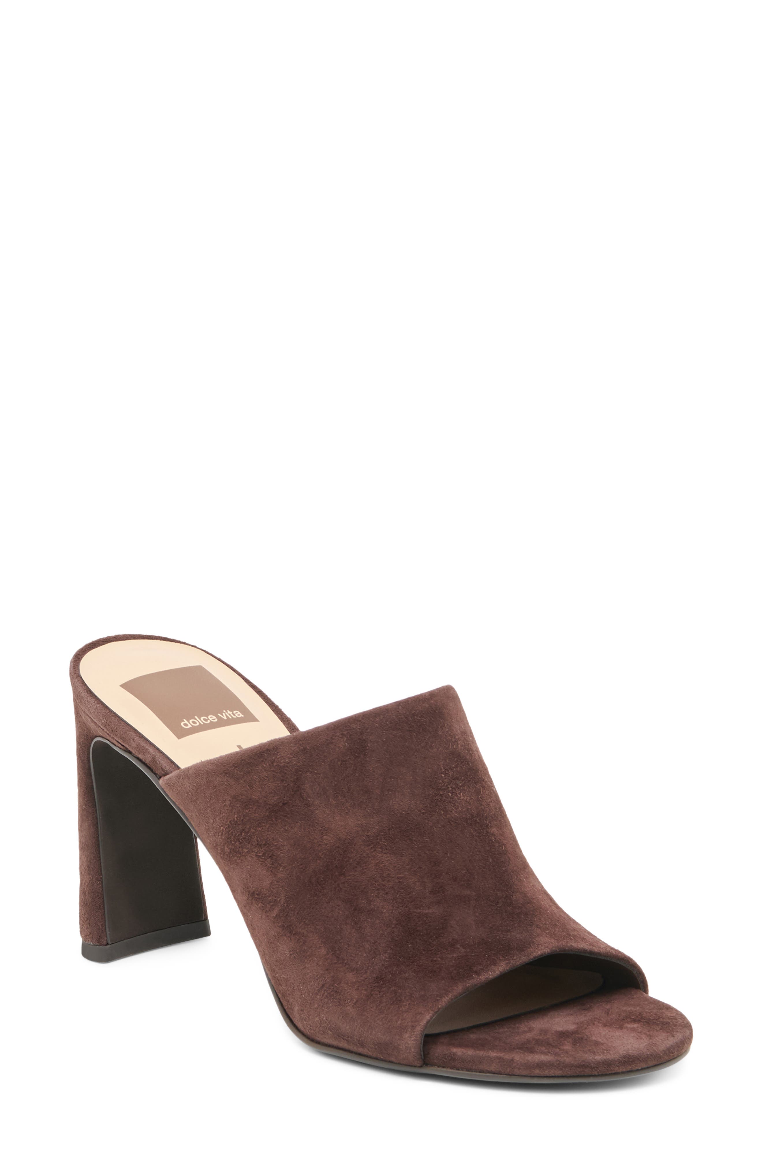 Shely Block Heel Sandal, Main, color, MAHOGANY SUEDE