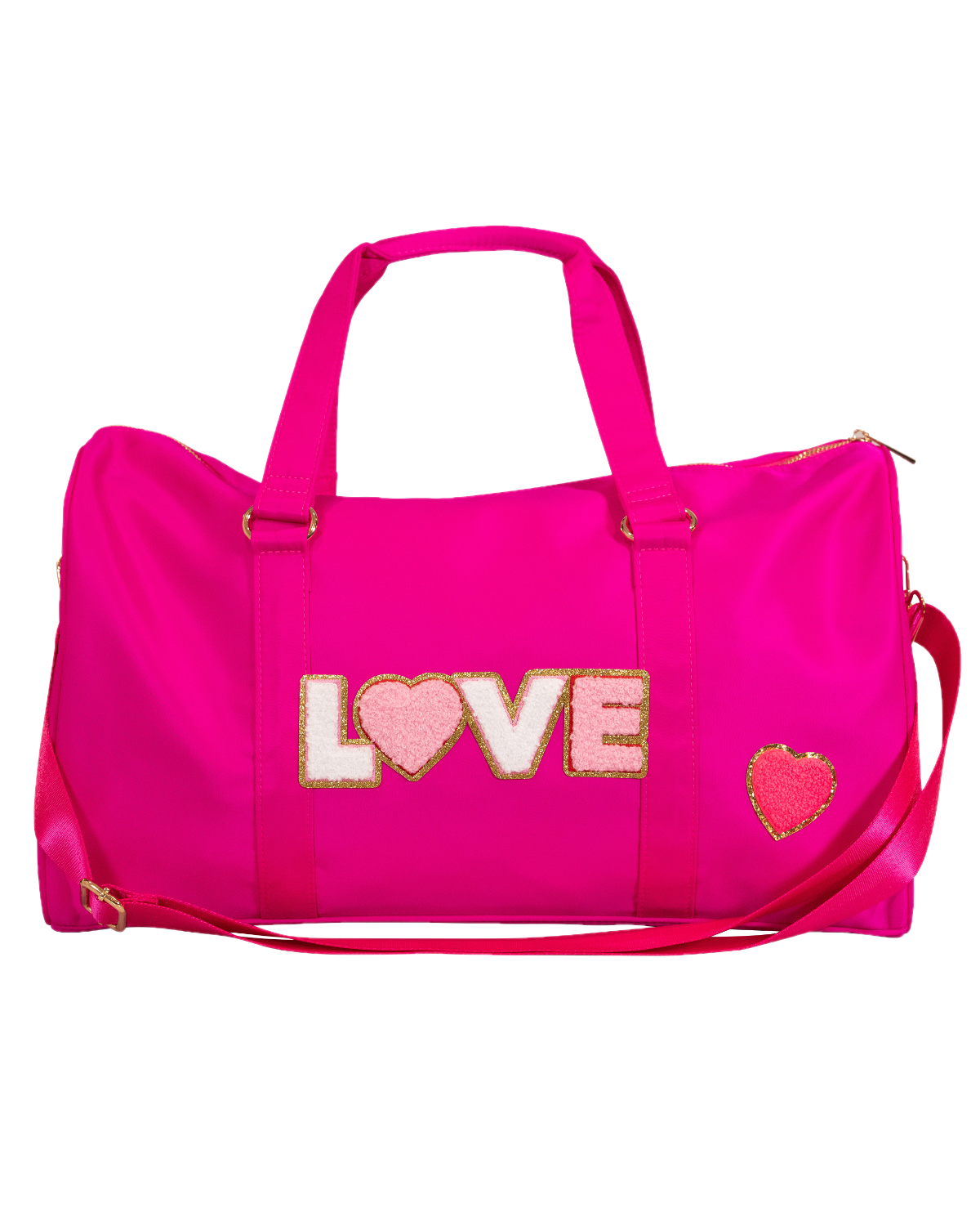 Malibu Sugar Duffle bag with love patch, Main, color, Hot Pink
