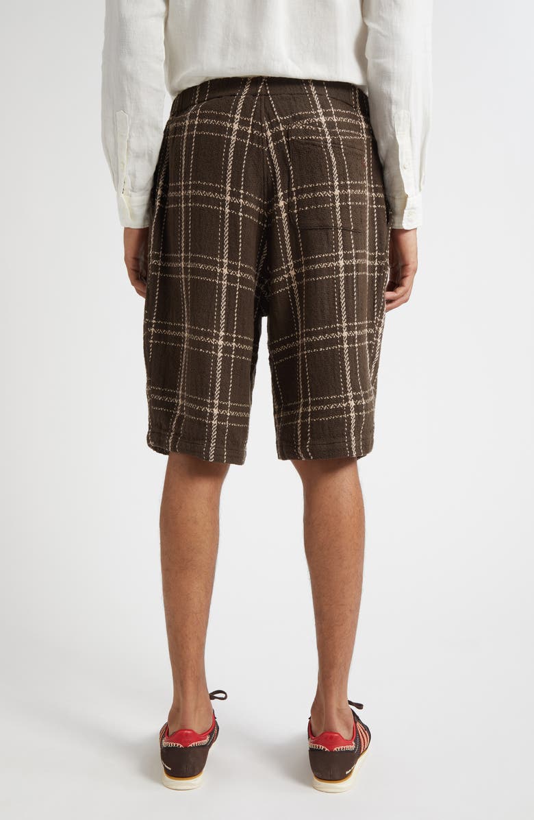 BEAMS Plaid Loose Weave Cotton Drawstring Shorts, Alternate, color, 28 Brown
