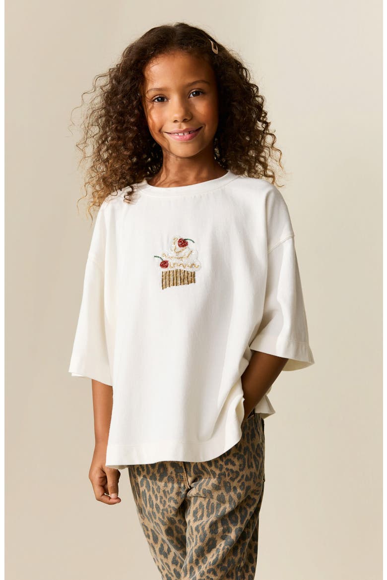 Kids' Cake Beaded Oversize T-Shirt, Alternate, color, NEUTRAL