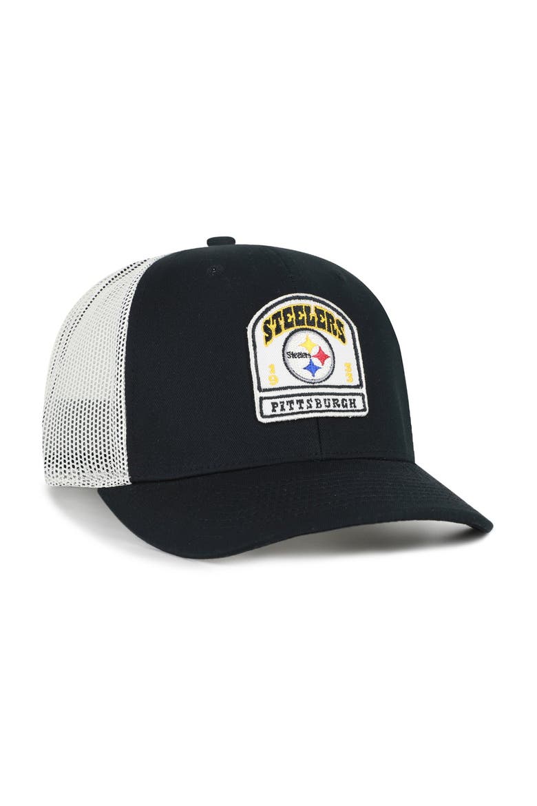 Men's '47  Black Pittsburgh Steelers  Headstone Trucker Adjustable Hat, Alternate, color, Black