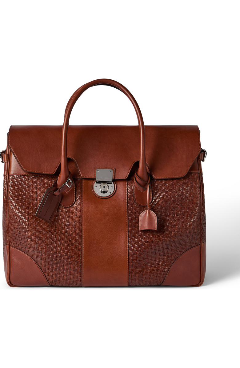 Brunello Cucinelli Leather and cowhide boston bag, Main, color, Cognac