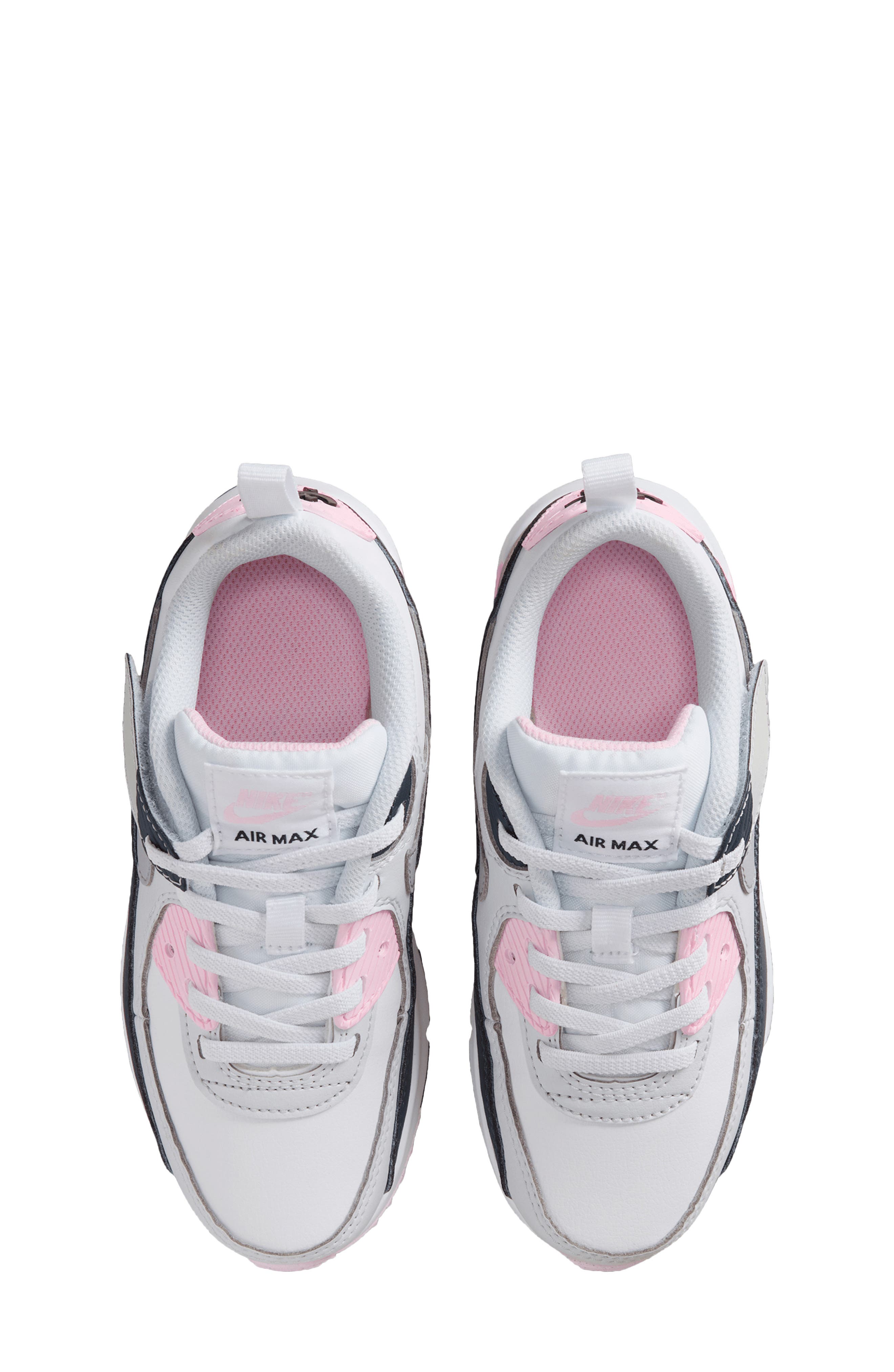 Kids' Air Max 90 Sneaker, Alternate, color, WHITE/ PINK/ NAVY/ GREY