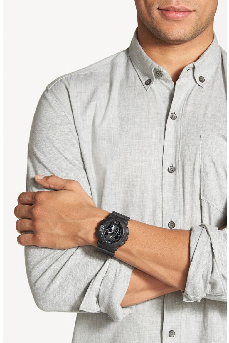 'Big Combi' Watch, 55mm x 51mm, Alternate, color, BLACK/ BLACK
