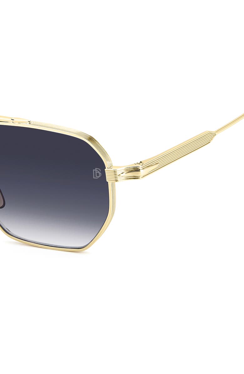 David Beckham Eyewear 52mm Navigator Sunglasses, Alternate, color, Gold Black/ Bl Sf Ar