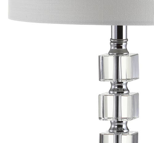 Jonathan Y Barnard 22" Led Crystal/metal Table Lamp, Clear In Clear/chrome