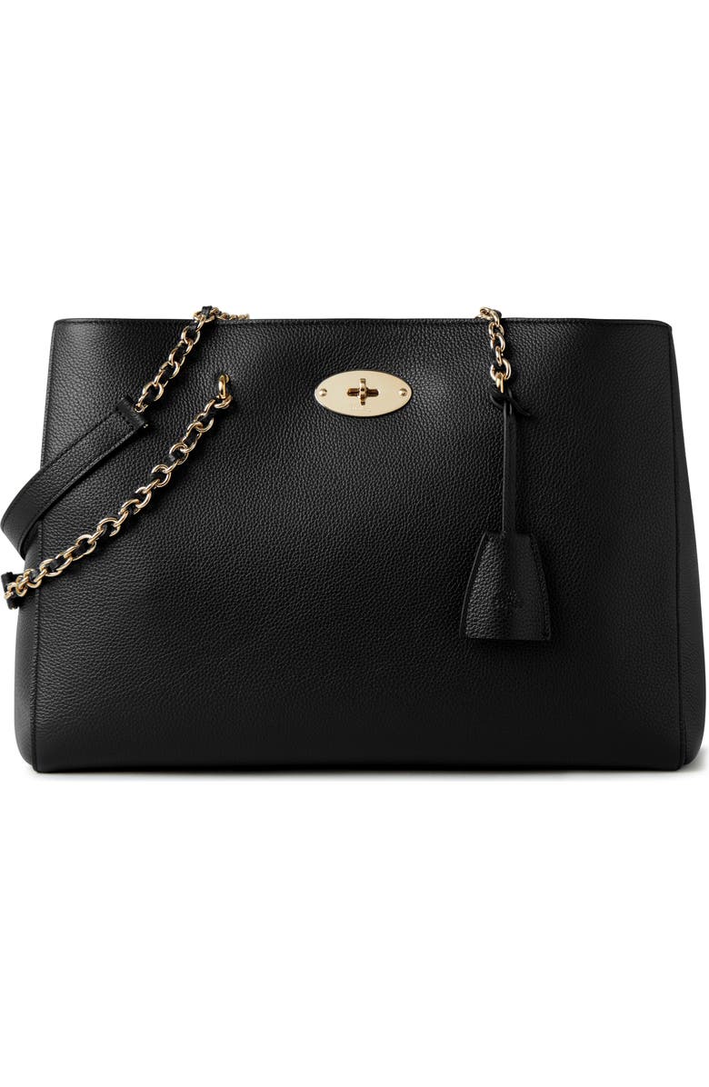 Mulberry Lily Chain Leather Tote, Main, color, Black