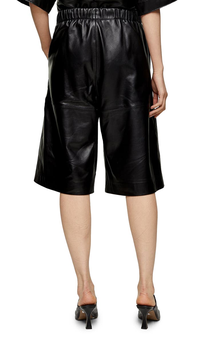 Topshop Boutique Leather Bermuda Shorts, Alternate, color, 