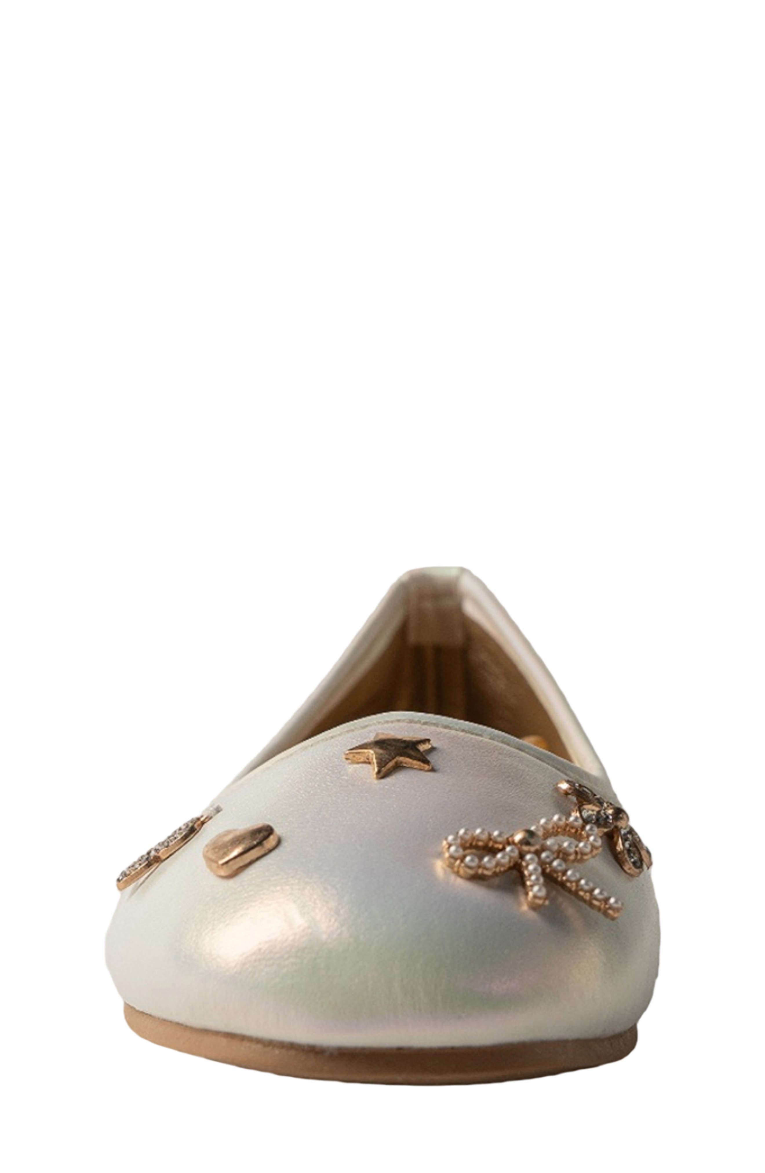 Kids' Shimmer Charm Ballet Flat, Alternate, color, WHITE