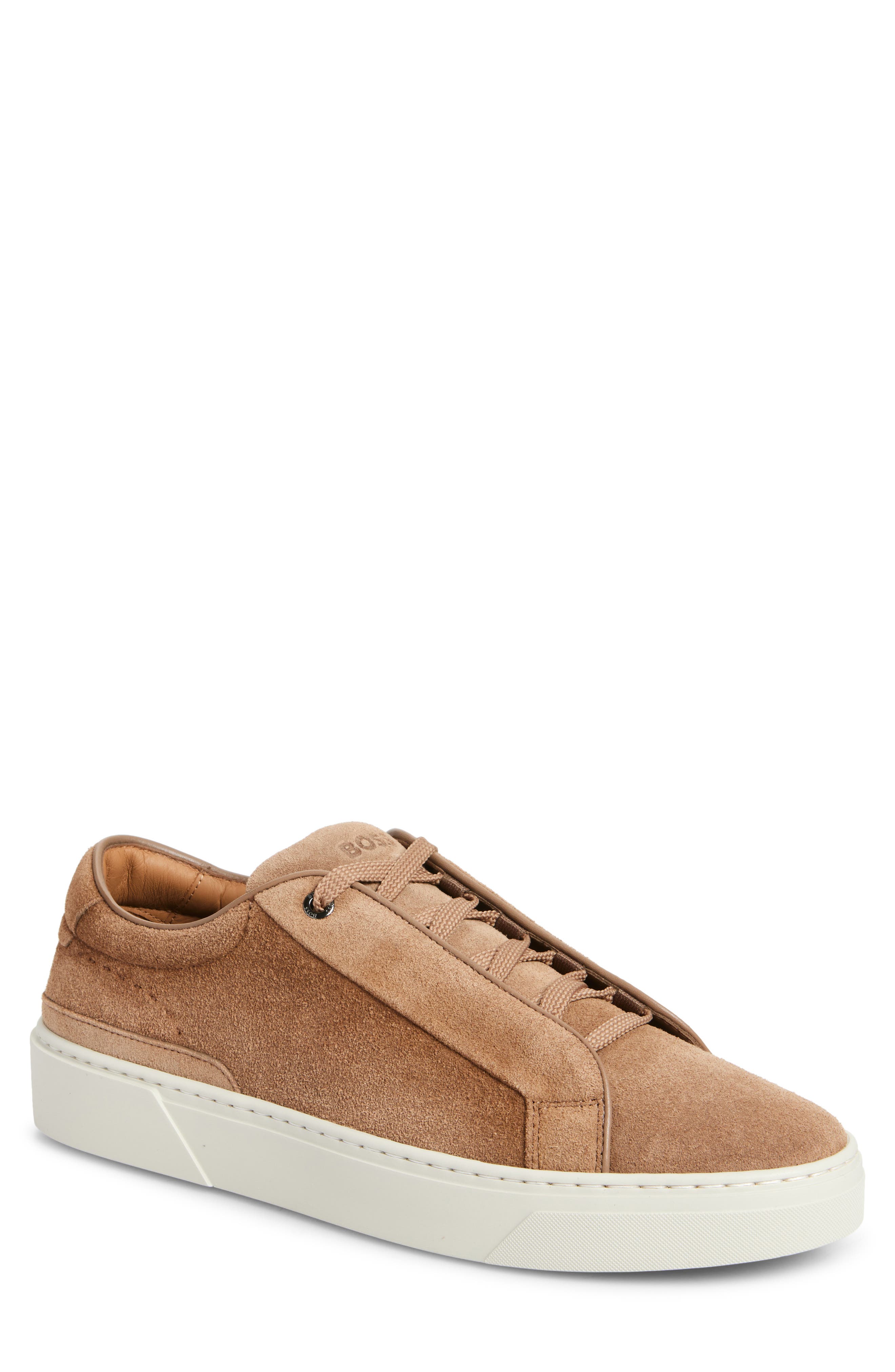BOSS Gary Suede Sneaker, Main, color, Med Bge