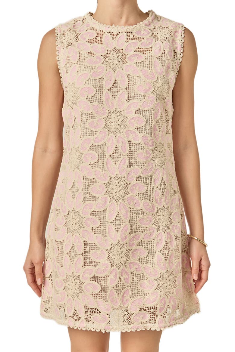 Open Stitch Sleeveless Minidress, Alternate, color, NATURAL/ PINK