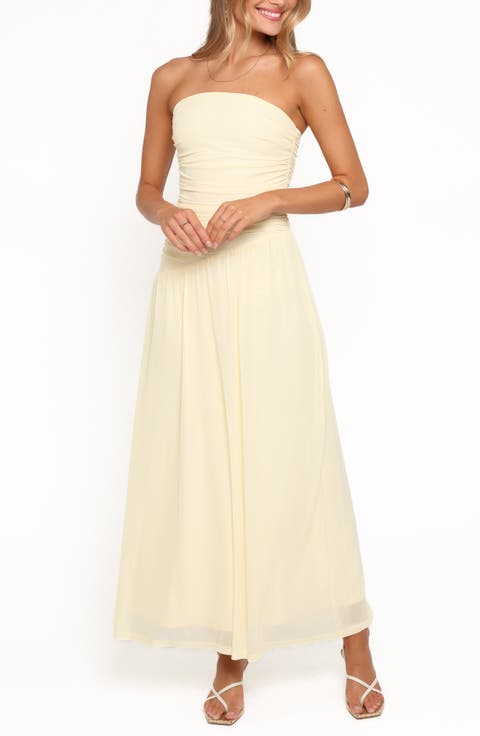 Calypso Ruched Strapless Maxi Dress