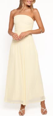Petal & Pup Calypso Ruched Strapless Maxi Dress