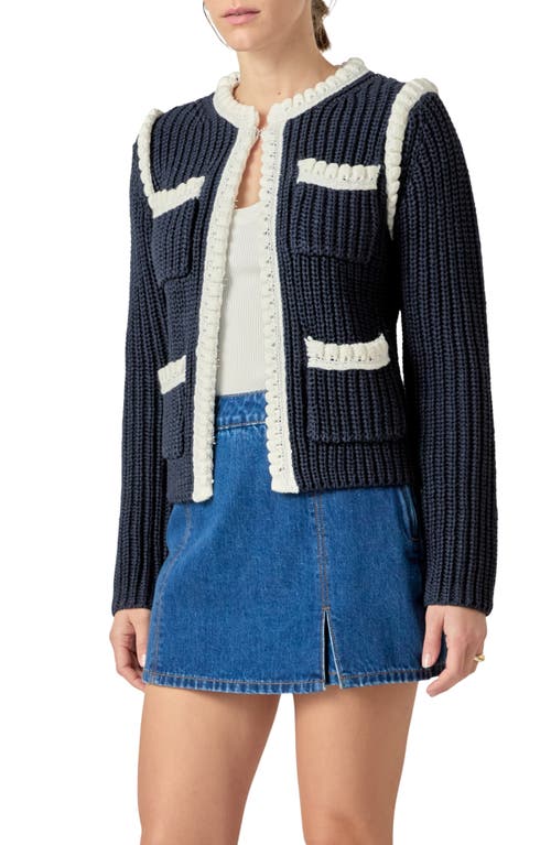 English Factory Colorblock Braided Cardigan
