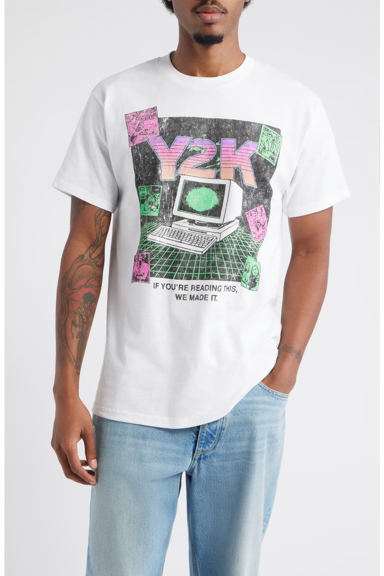 Y2K Cotton Graphic T-Shirt, Main, color, WHITE