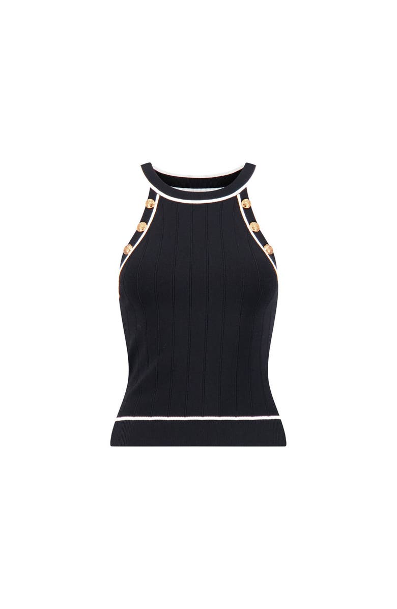 The Noli Shop Martha Button Halter Tank, Alternate, color, Black