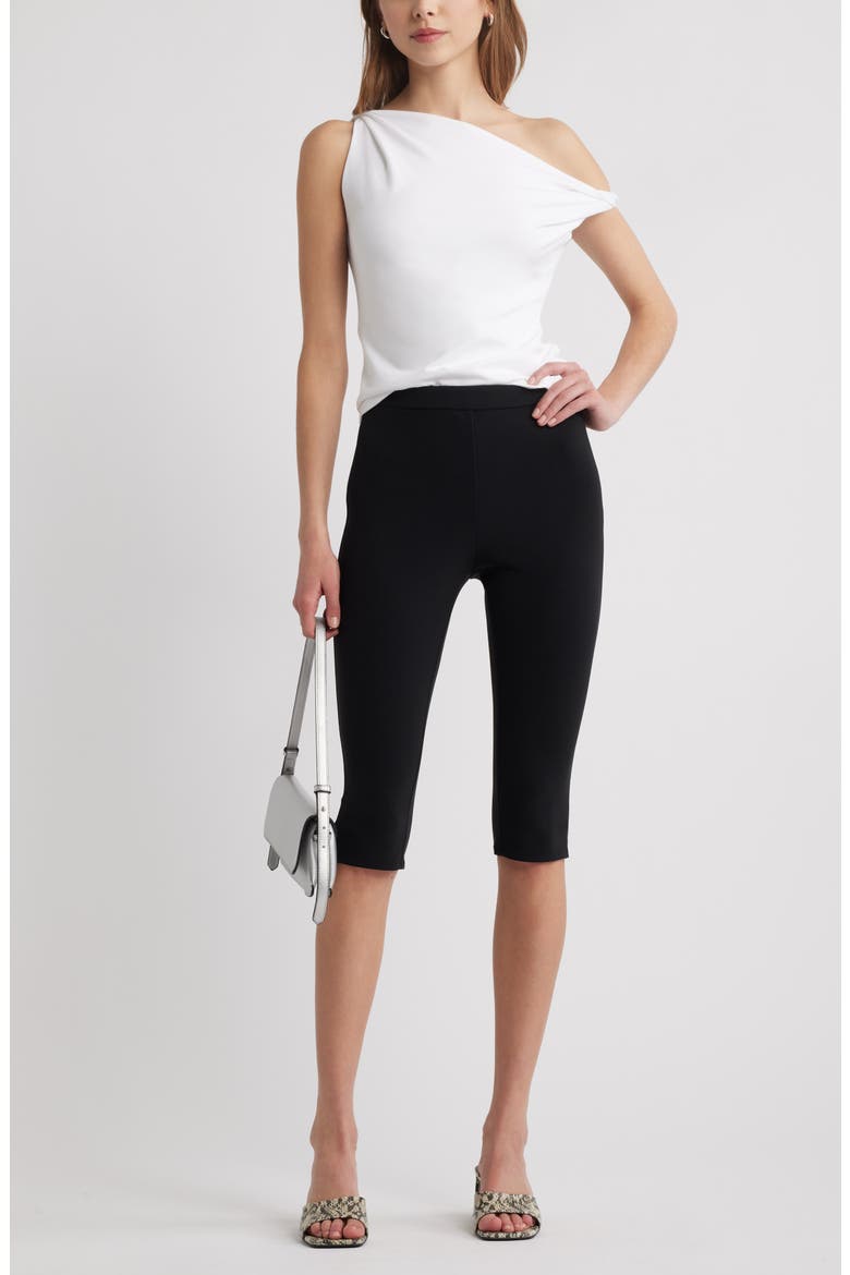 Crepe Capri Leggings, Alternate, color, BLACK
