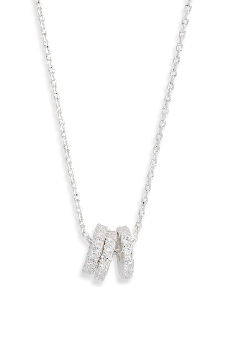 NORDSTROM RACK Cubic Zirconia Rondelle Necklace, Alternate, color, Clear- Silver