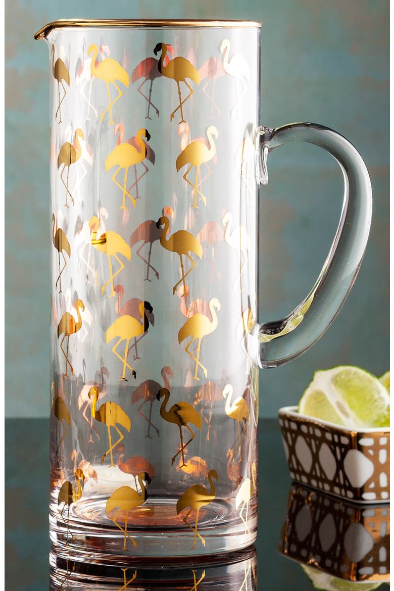 Flamingo Glass Pitcher, Alternate, color, METALLIC GOLD