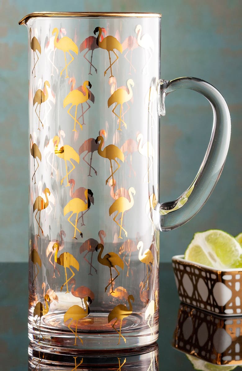 Rosanna Flamingo Glass Pitcher, Alternate, color,