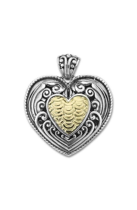 18K Yellow Gold & Sterling Silver Heart Pendant